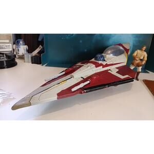 Star Wars The Clone Wars Obi-Wan Kenobi's Delta Jedi Starfighter 2008 + Figs
